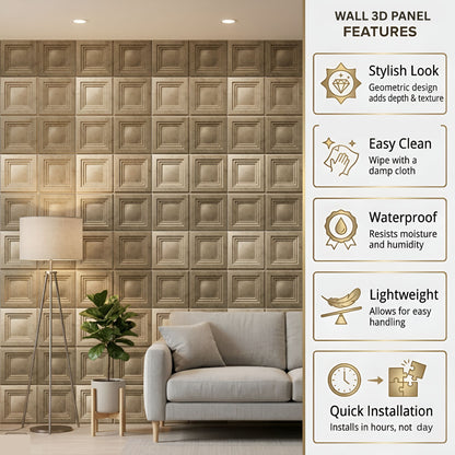 Gold Copper Square Box Design 3D Wall Panel-2