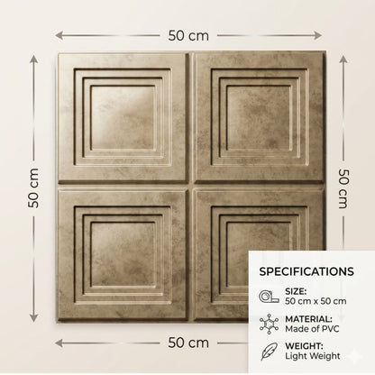 Gold Copper Square Box Design 3D Wall Panel-3