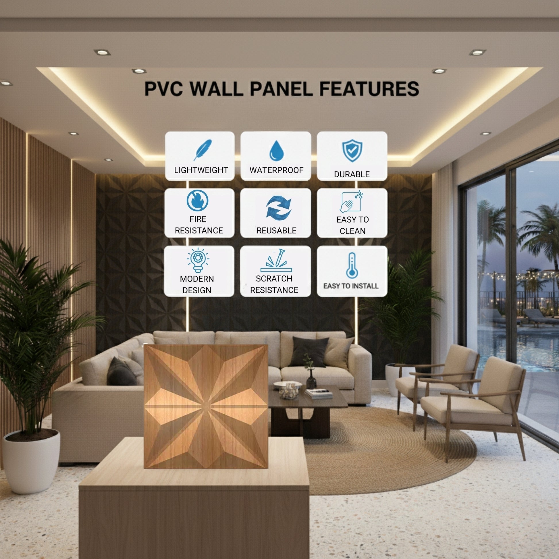 Gold Crystal Design 3D Wall Panel View-3