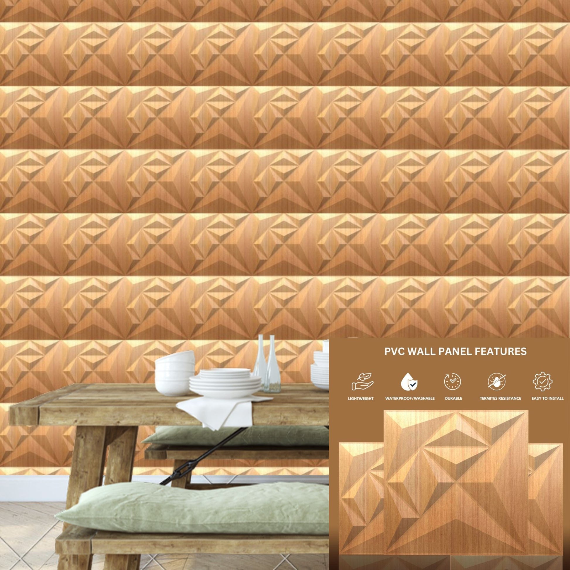 Gold Diamond Design 3D Wall Panel-3
