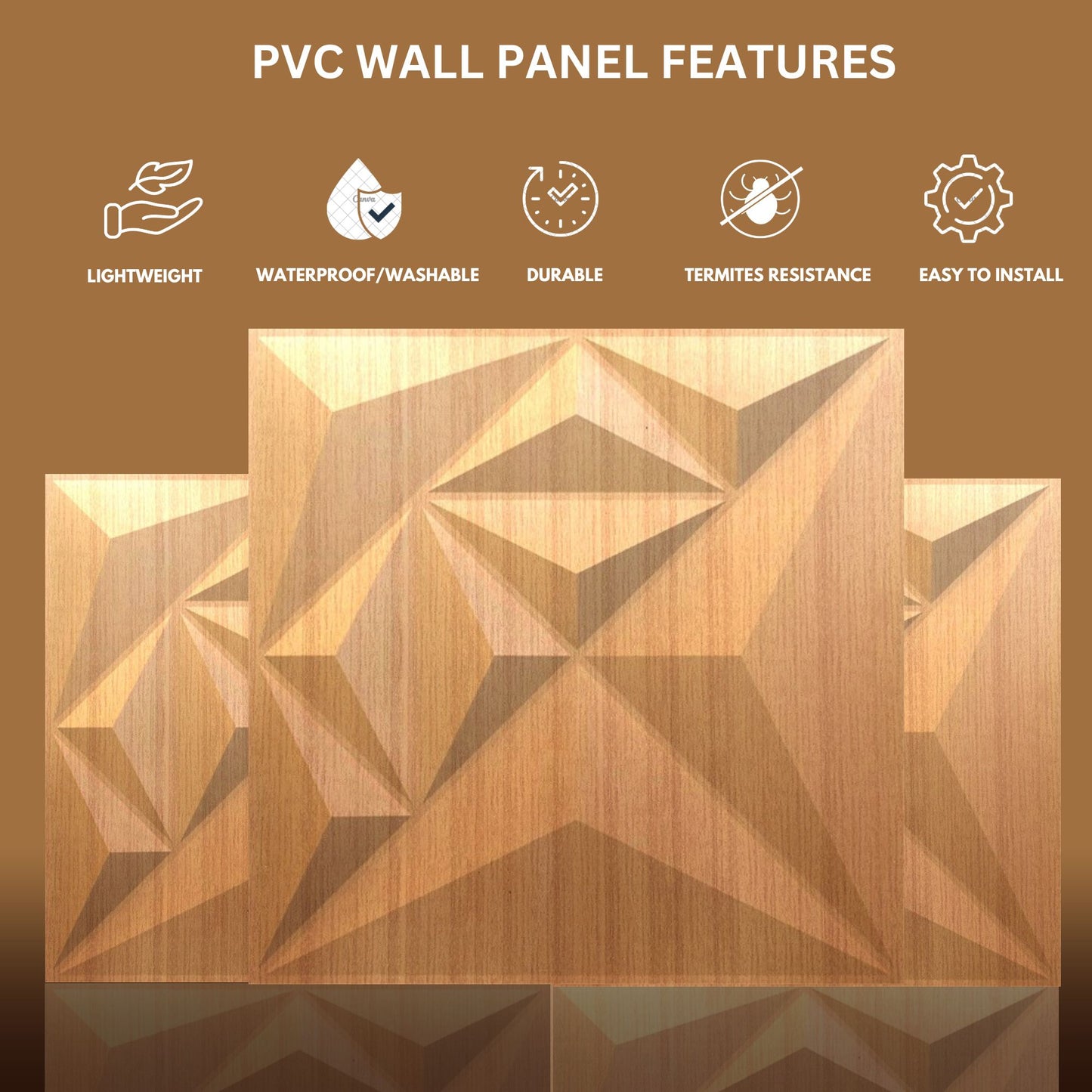 Gold Diamond Design 3D Wall Panel-4