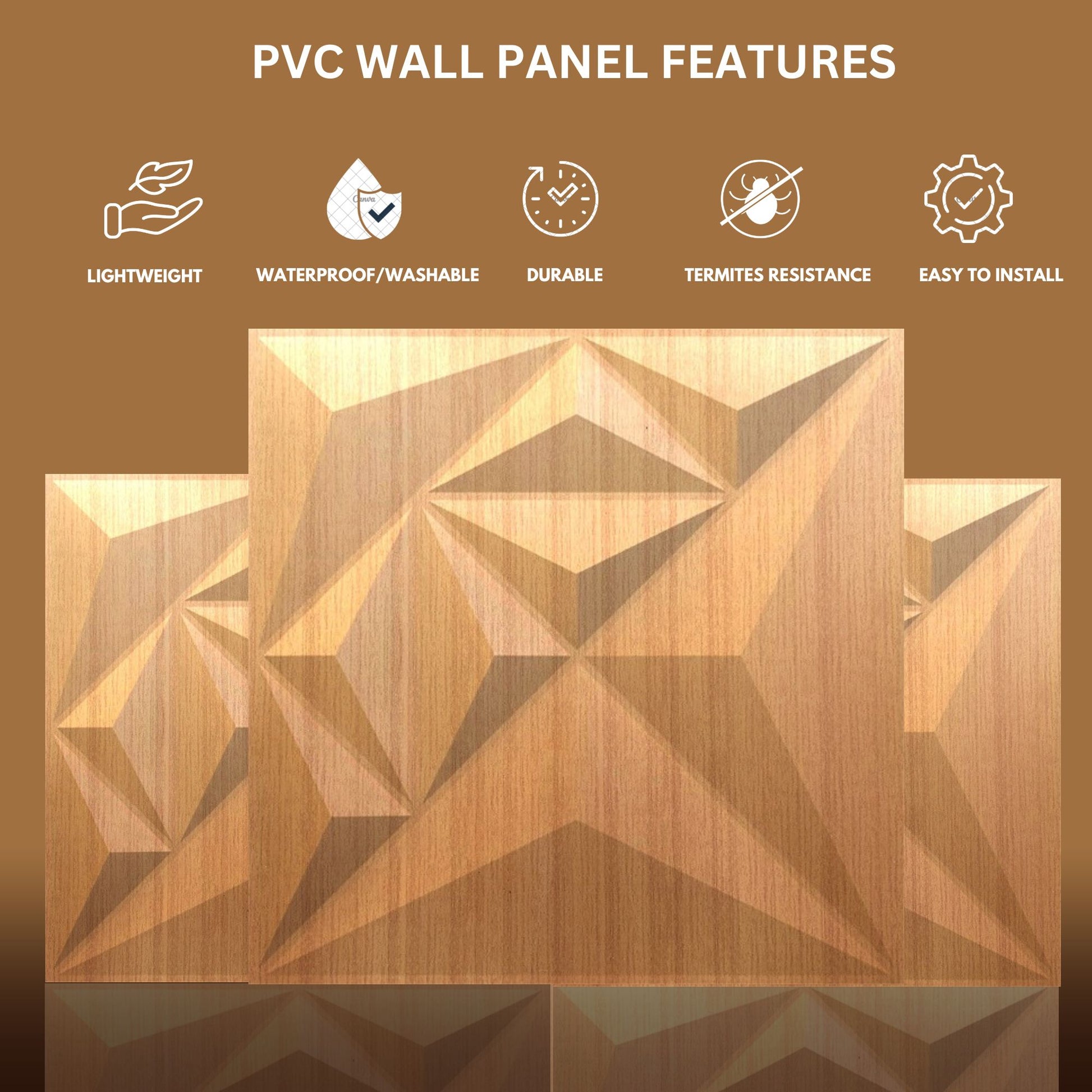 Gold Diamond Design 3D Wall Panel-4