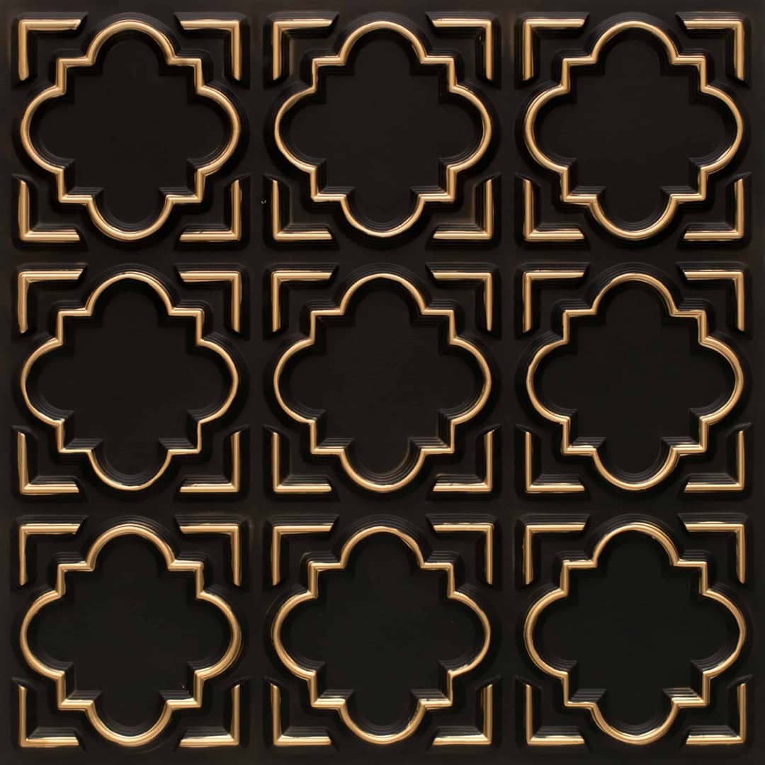 Gold Mine Color Quatrefoil Design 3D Ceiling Panel