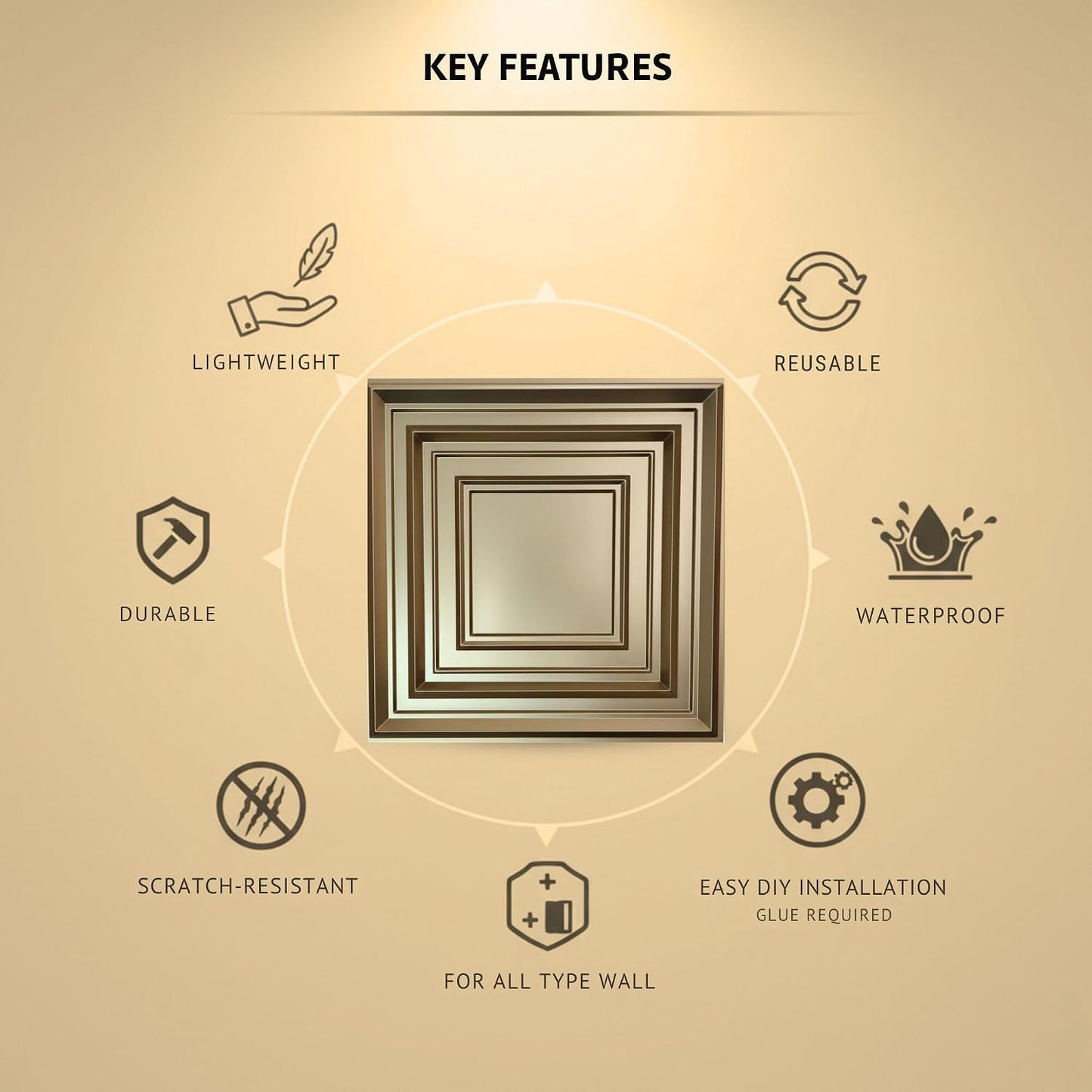 Golden 3D Wall Panels Accent Design2