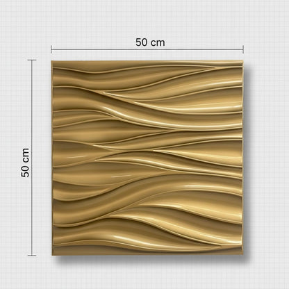 Golden 3D Wall Panels Wave Design
