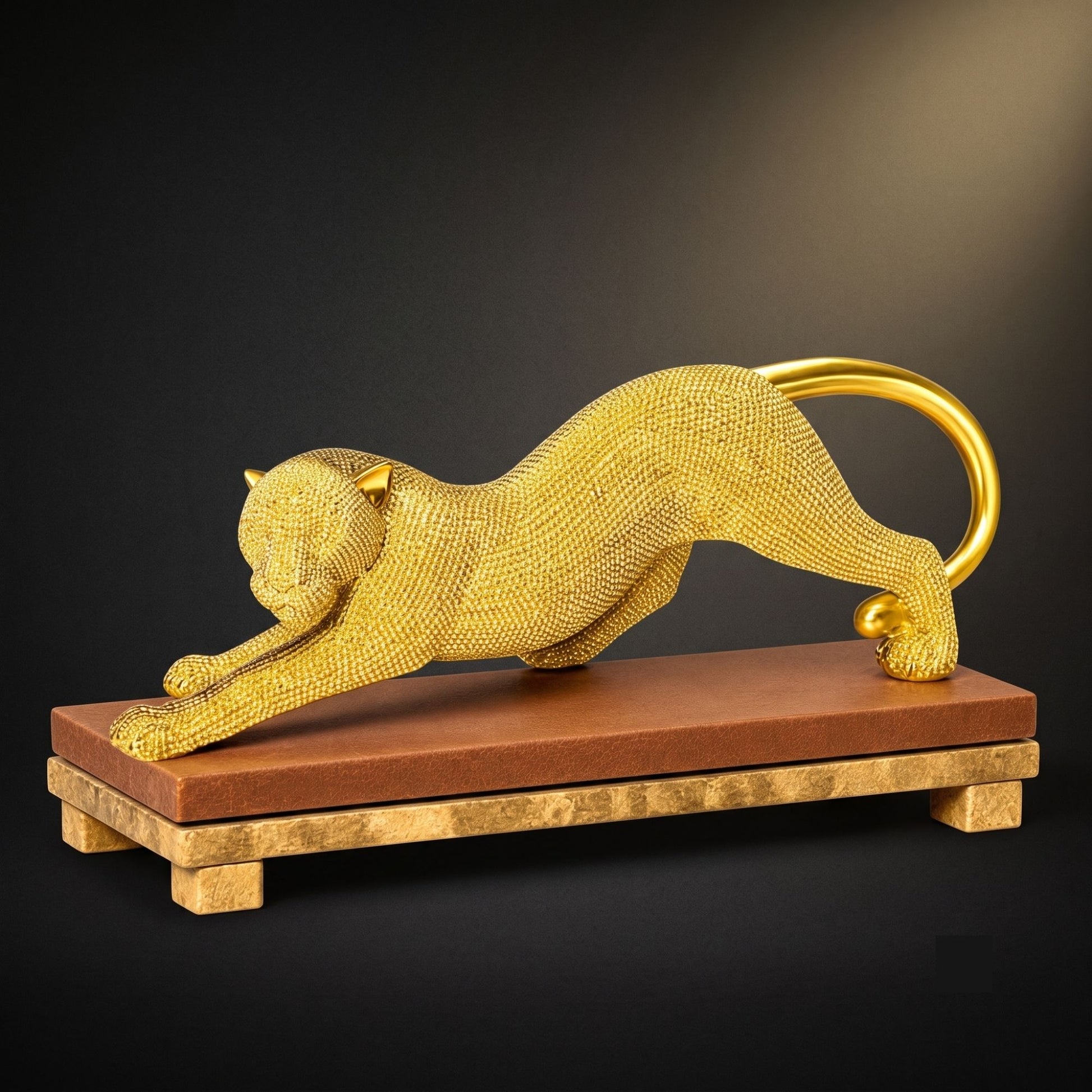 Golden Animal Sculpture Showpiece on Decorative Base for Home Decor-2
