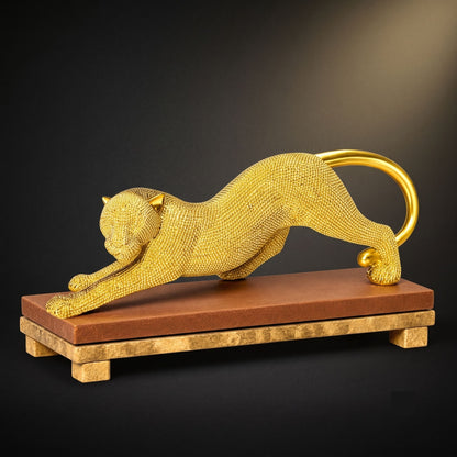 Golden Animal Sculpture Showpiece on Decorative Base for Home Decor-2