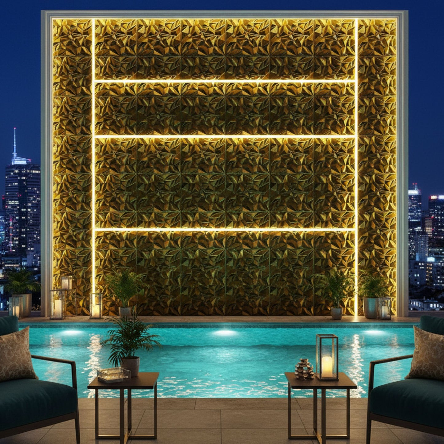 Golden Diamond Design 3D Wall PANEL-2