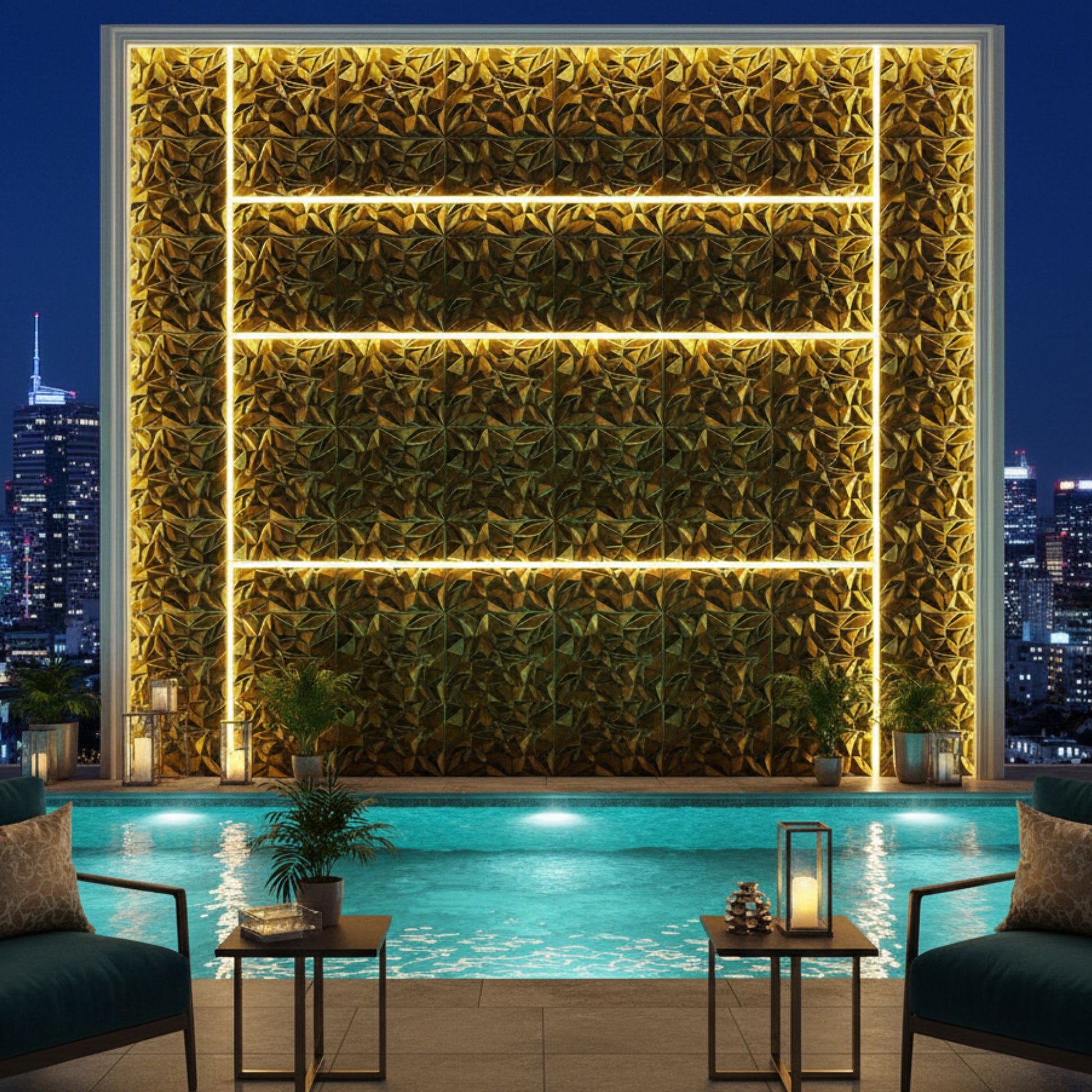 Golden Diamond Design 3D Wall PANEL-2