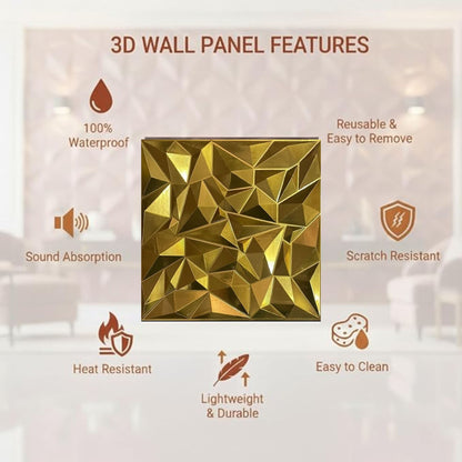 Golden Diamond Design 3D Wall PANEL-4