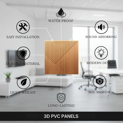 Golden Stripe Design 3D Wall Panel-2