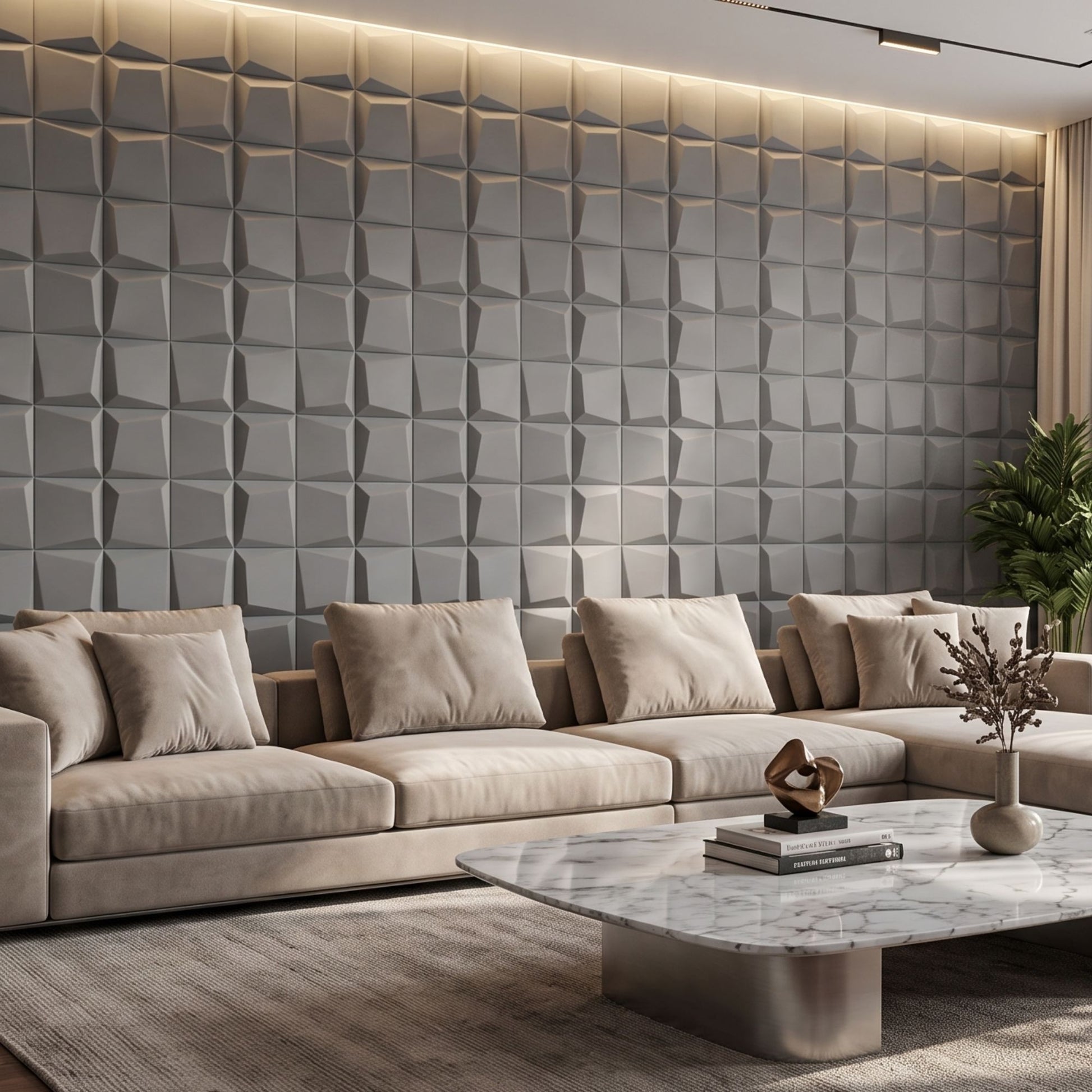 Gray 3D Wall Panels Cube Design-1