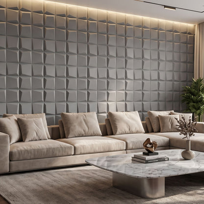 Gray 3D Wall Panels Cube Design-1