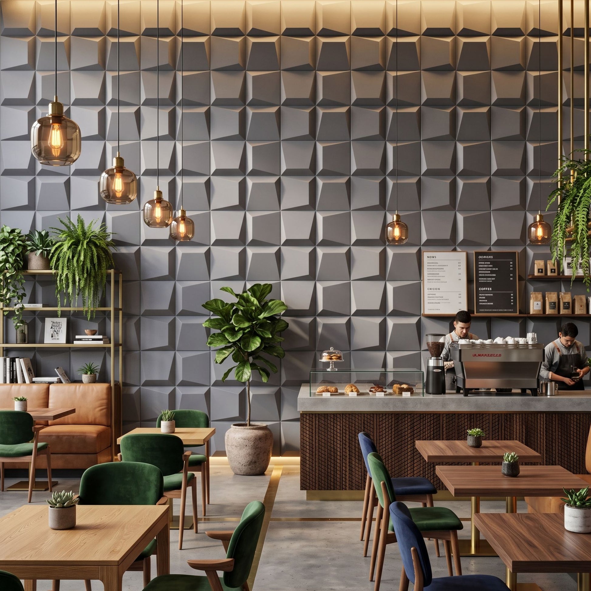 Gray 3D Wall Panels Cube Design-2