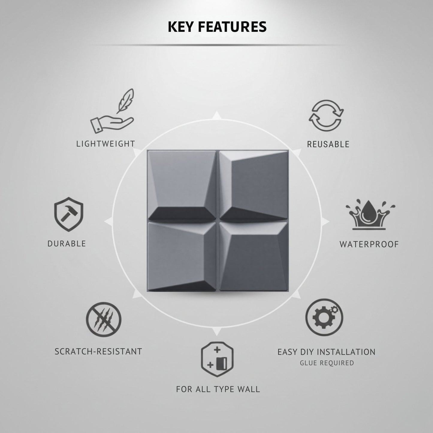 Gray 3D Wall Panels Cube Design-3