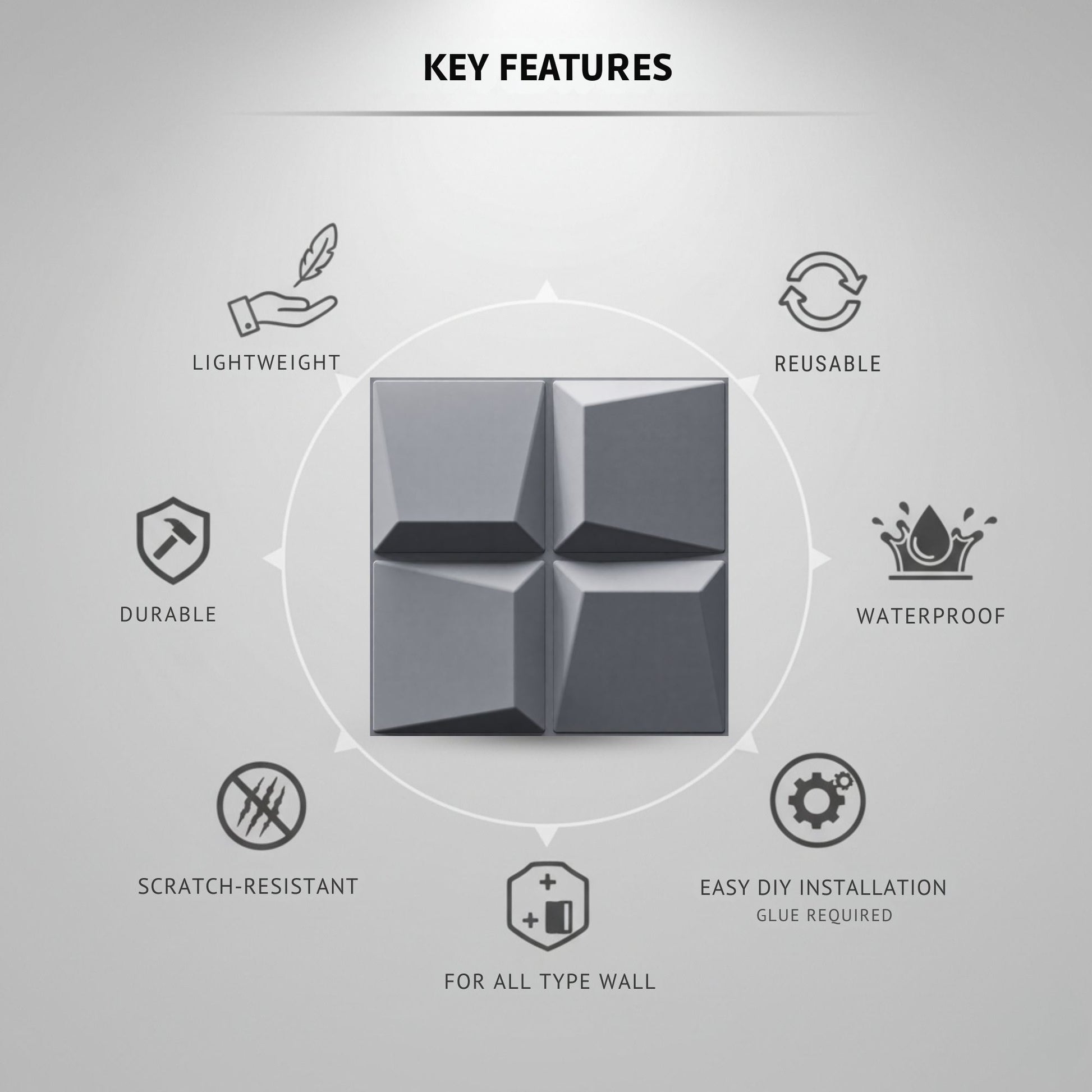 Gray 3D Wall Panels Cube Design-3