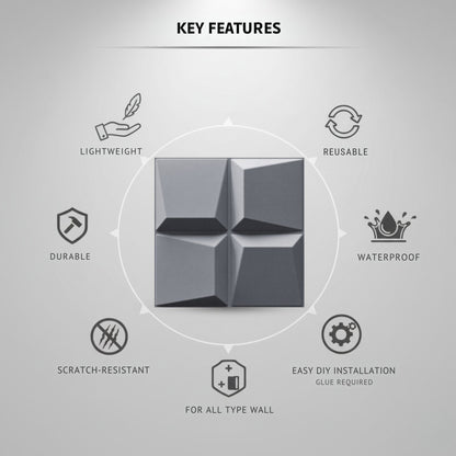 Gray 3D Wall Panels Cube Design-3
