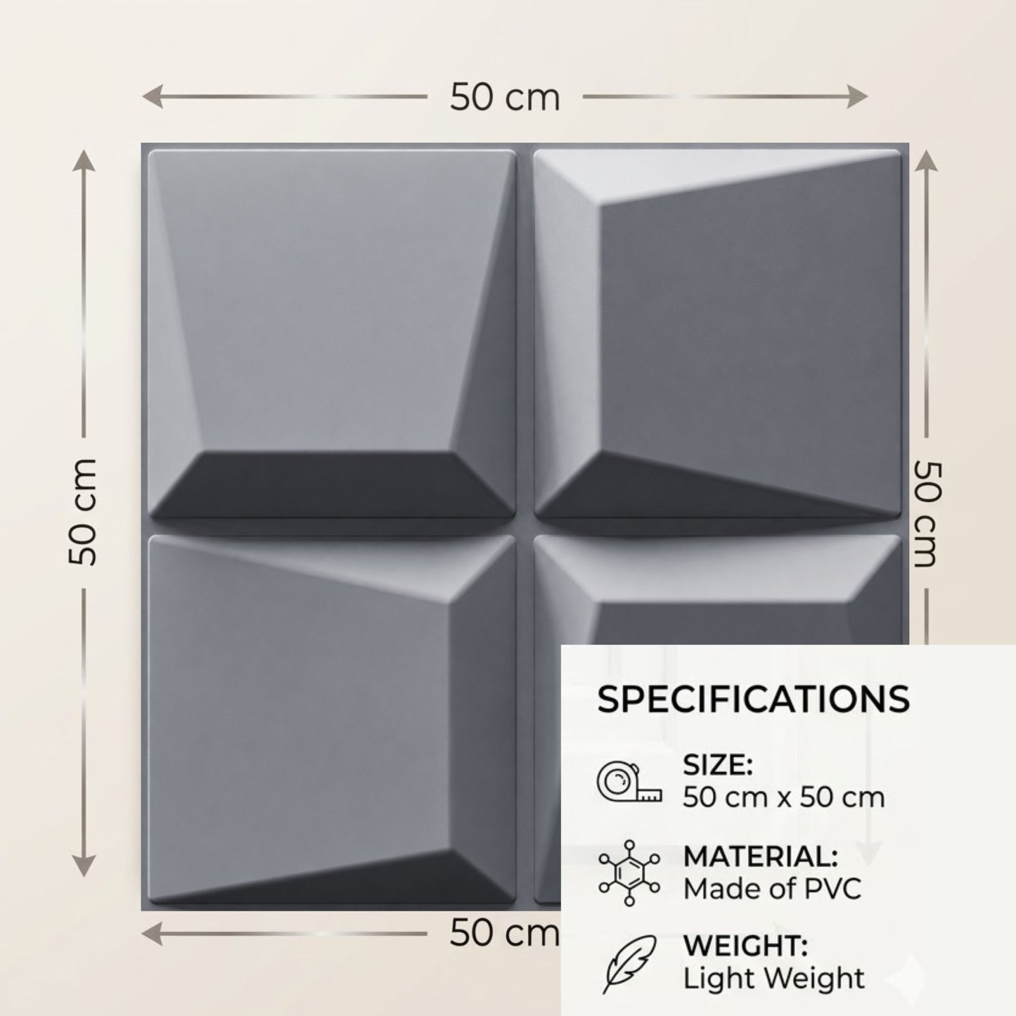 Gray 3D Wall Panels Cube Design-4