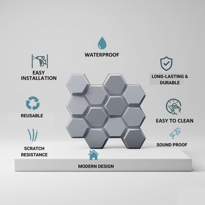 Gray 3D Wall Panels Hexagon Design-td038