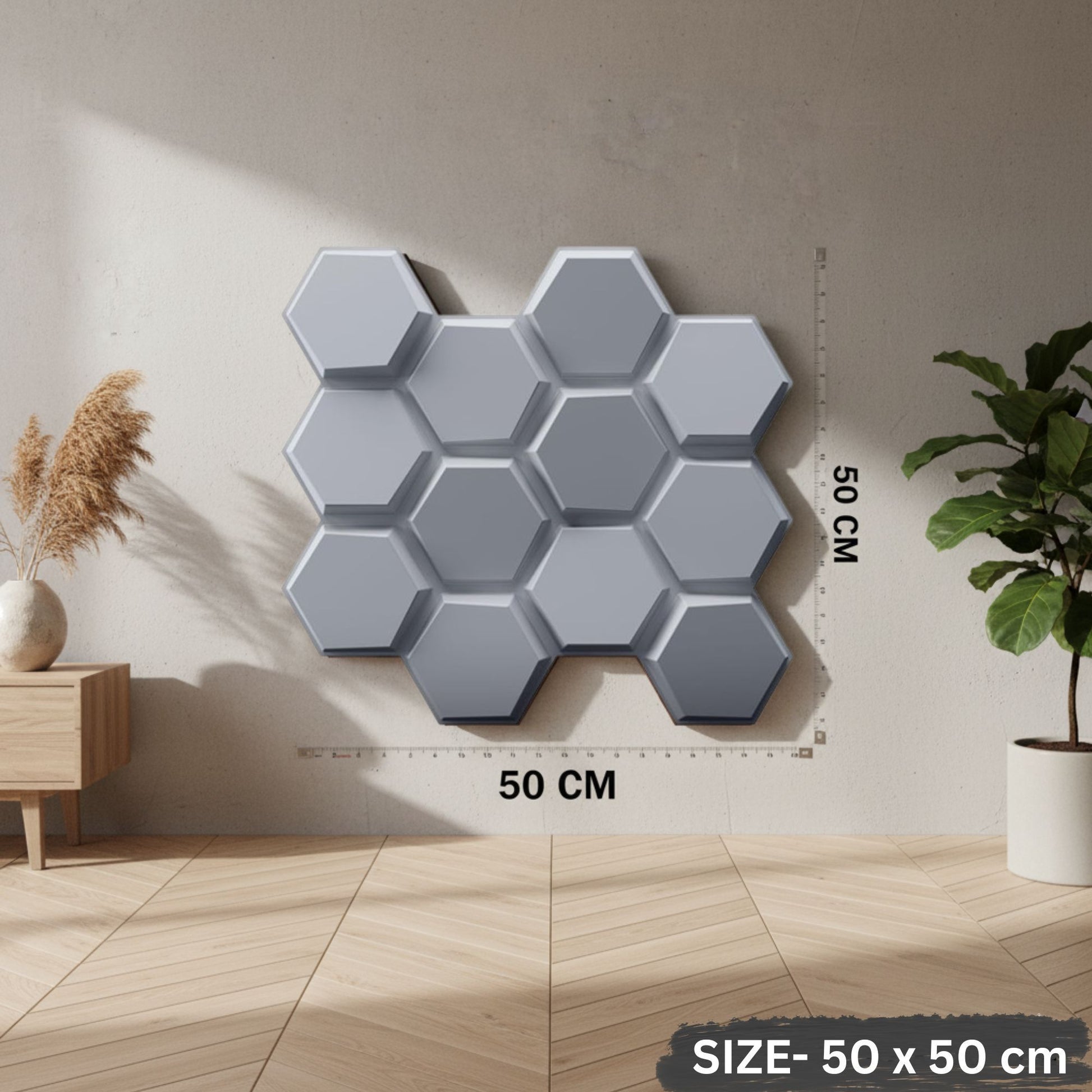 Gray 3D Wall Panels Hexagon Design-td038