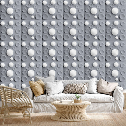 Gray Acrylic Moon Design 3D Wall Panel-1