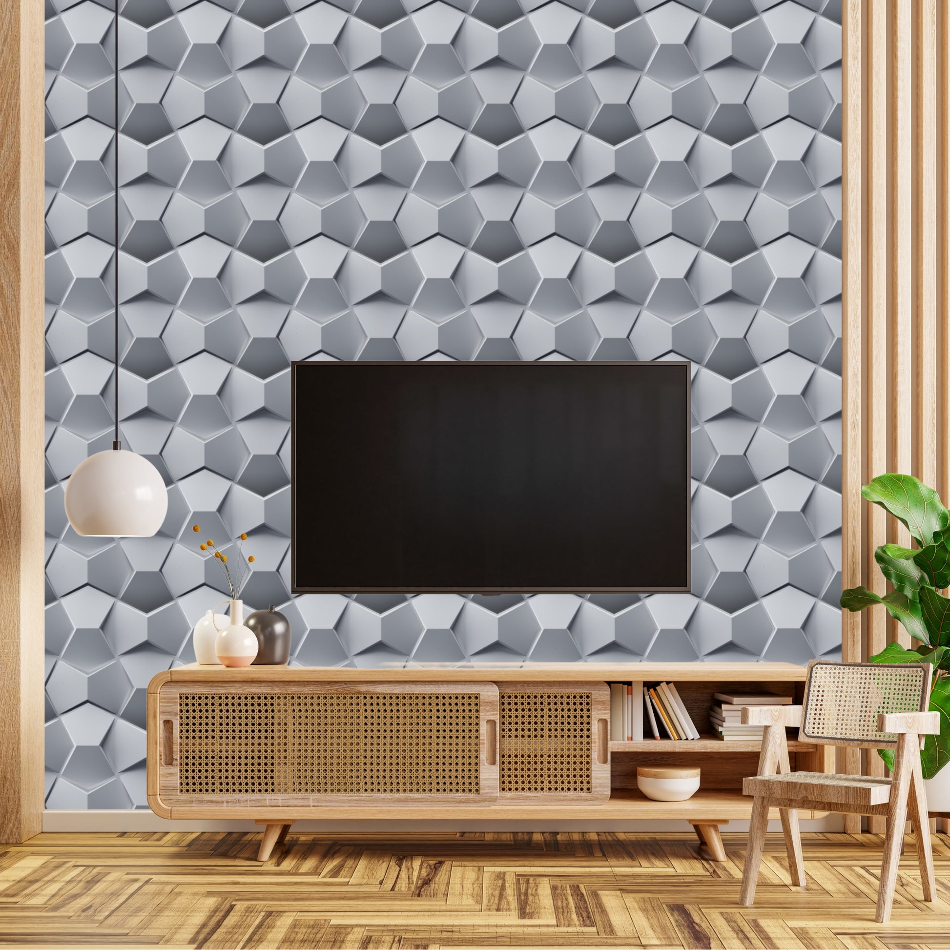 Gray 3D Wall Panels Hexa quarter Design