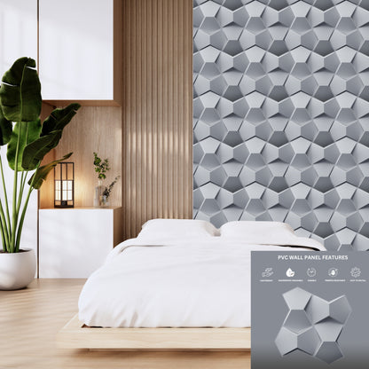 Gray 3D Wall Panels Hexa quarter Design