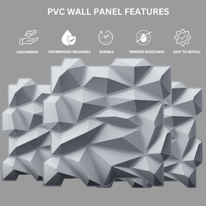 Gray Diamond Design 3D Wall Panel View-3