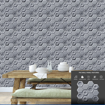 Gray 3D Wall Panels Hexagon Design-5001