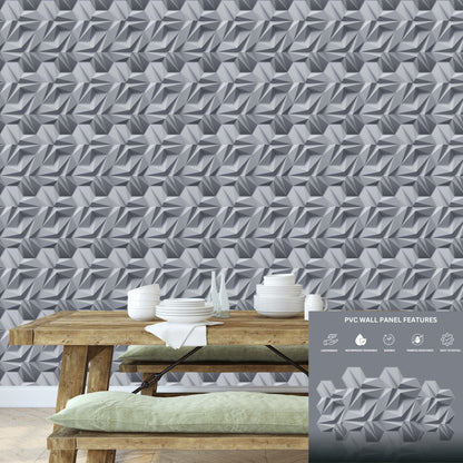 Gray 3D Wall Panels Hexagon Design