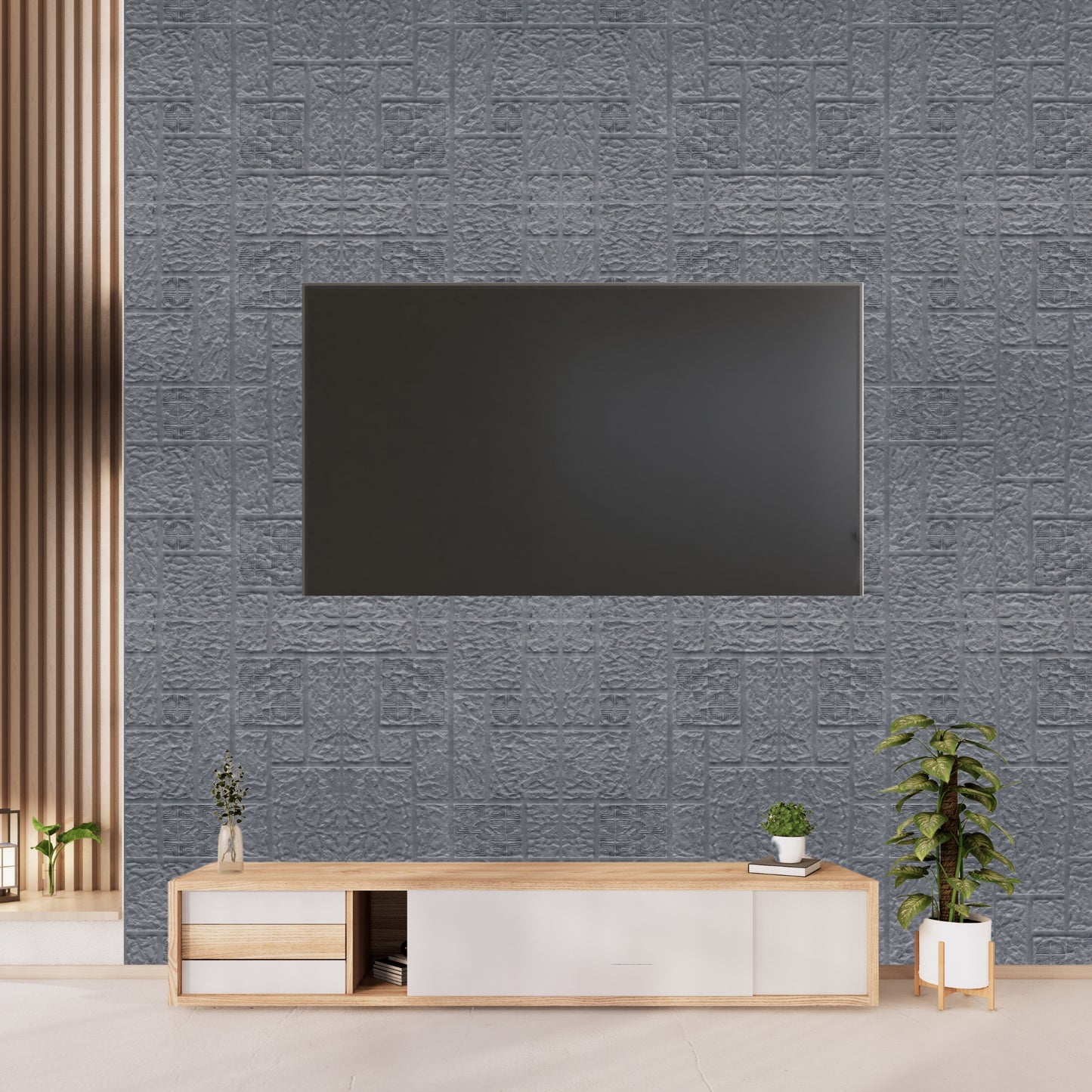Gray Marble Self Adhesive Wall Panels Abstract Design