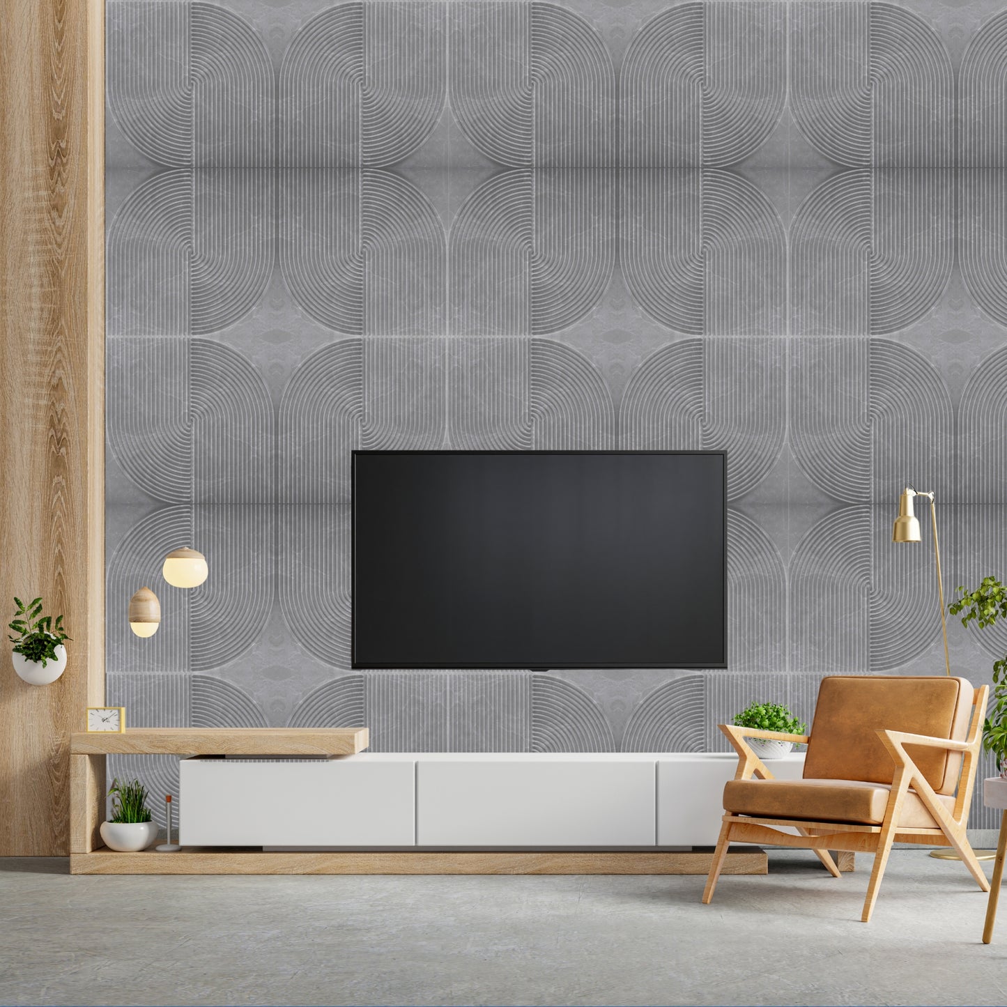 Gray Marble Self Adhesive Panels Circle Design