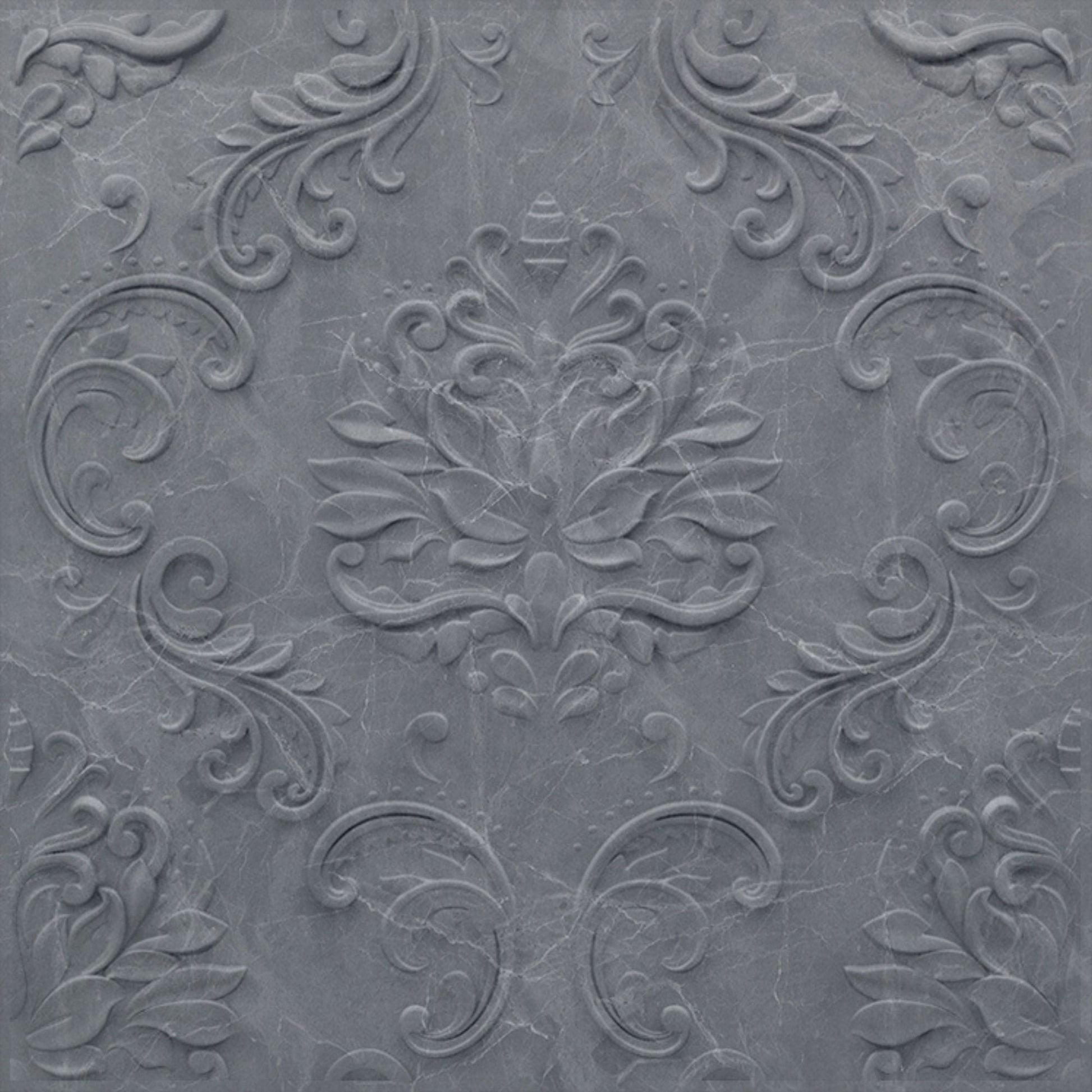 Gray Marble Self Adhesive Panels Damask Design

