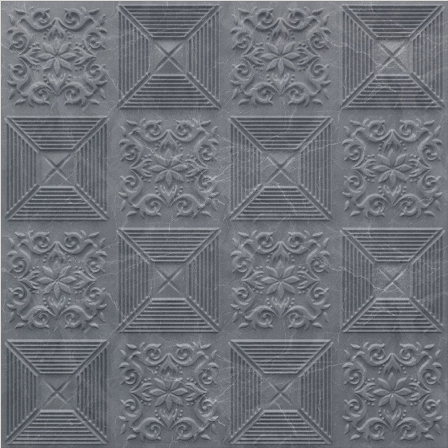 Gray Marble Self Adhesive Wall Panels Flower Design