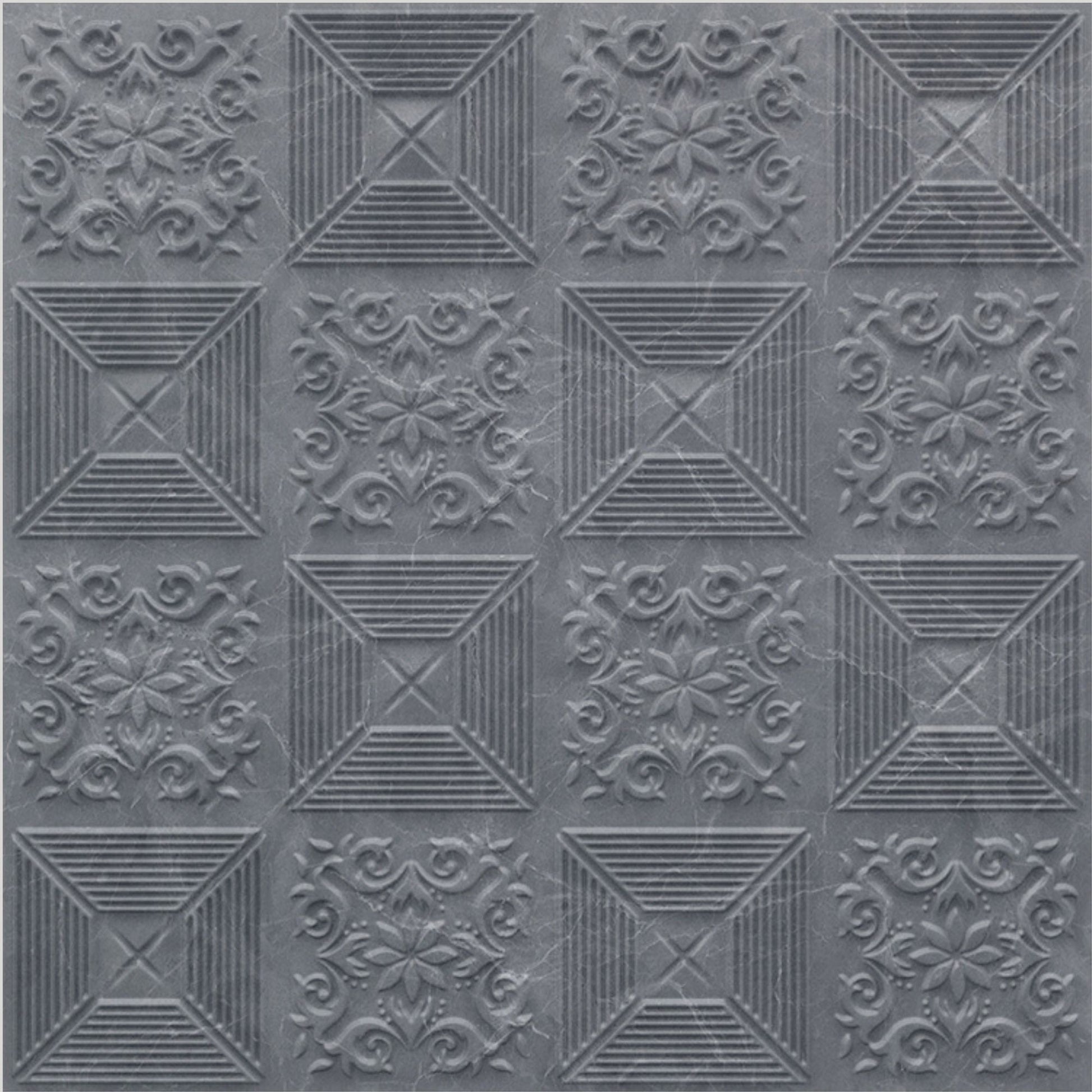 Gray Marble Self Adhesive Wall Panels Flower Design