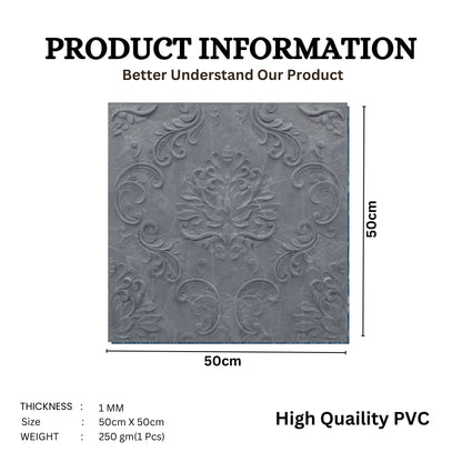 Gray Marble Self Adhesive Panels Damask Design
