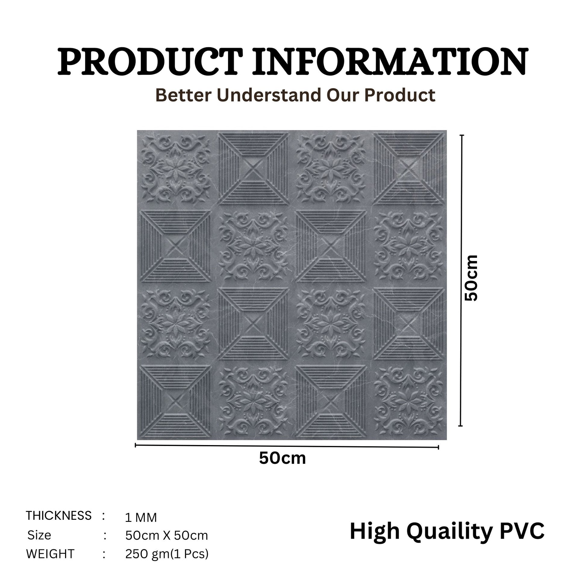 Gray Marble Self Adhesive Wall Panels Flower Design