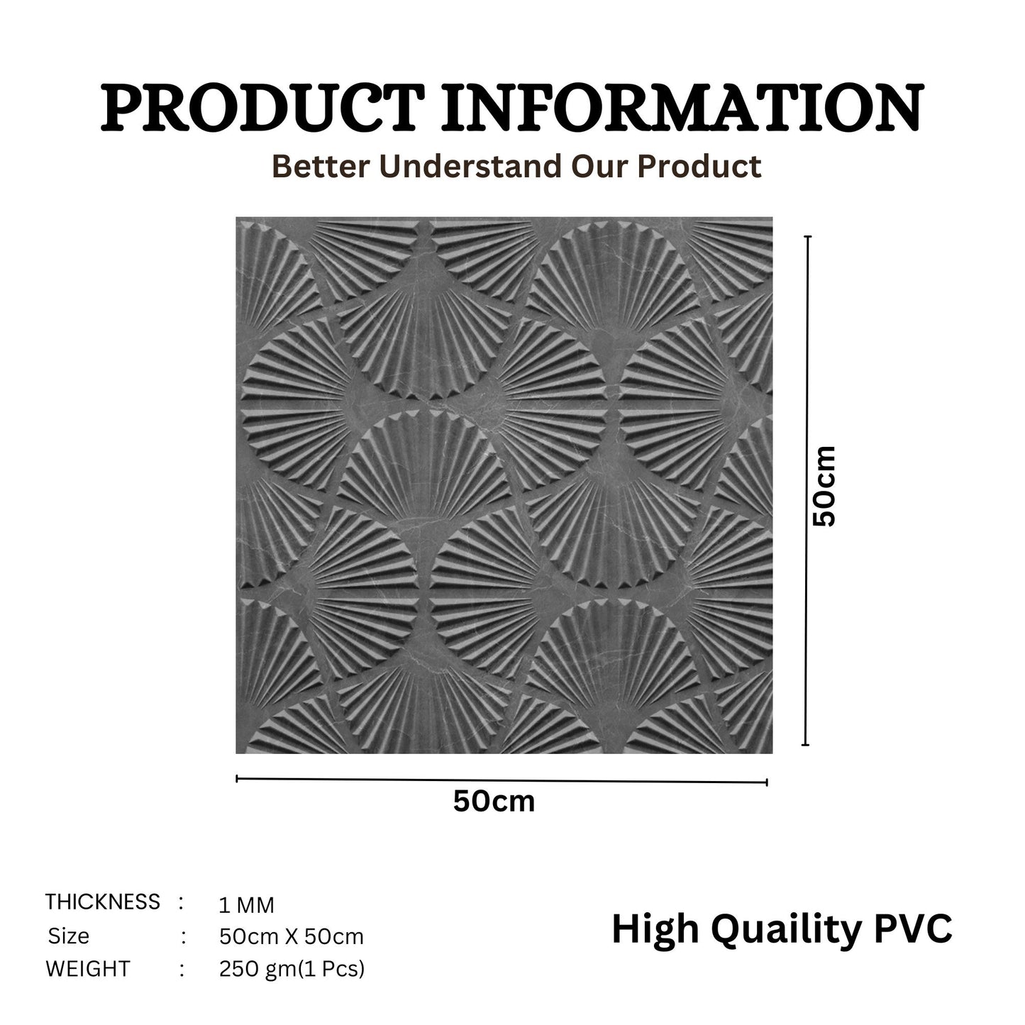 Gray Marble Self Adhesive Panels Hand Fan Design