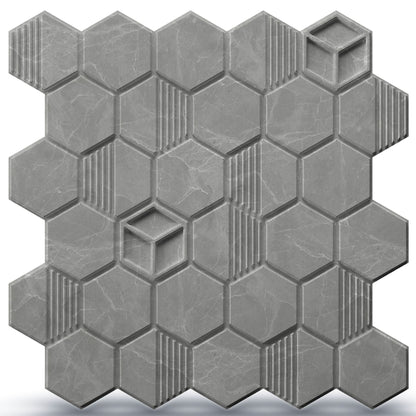 Gray Marble Self Adhesive Panels Hexagon Design
