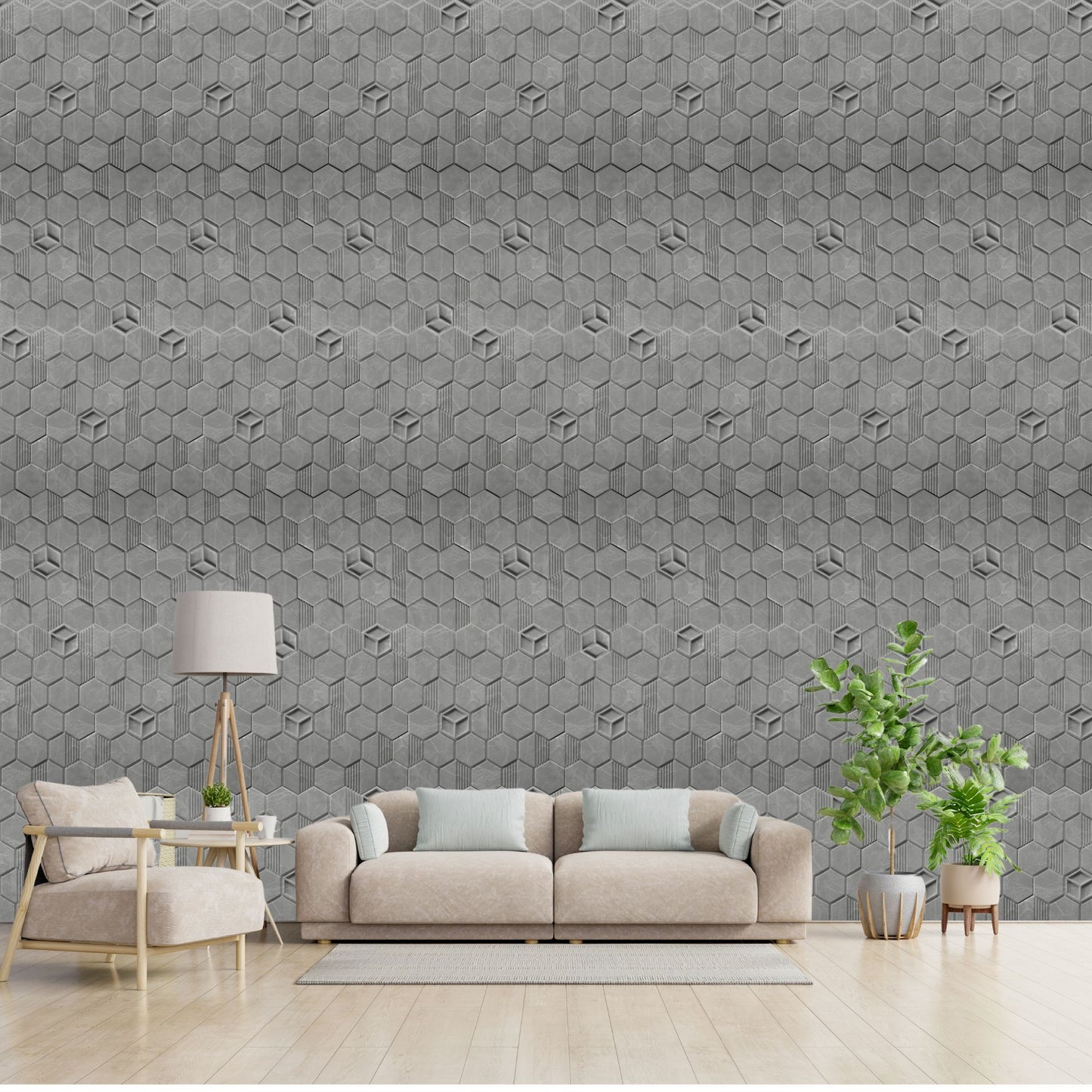 Gray Marble Self Adhesive Panels Hexagon Design
