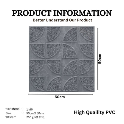 Gray Marble Self Adhesive Panels Quarter Circle Design