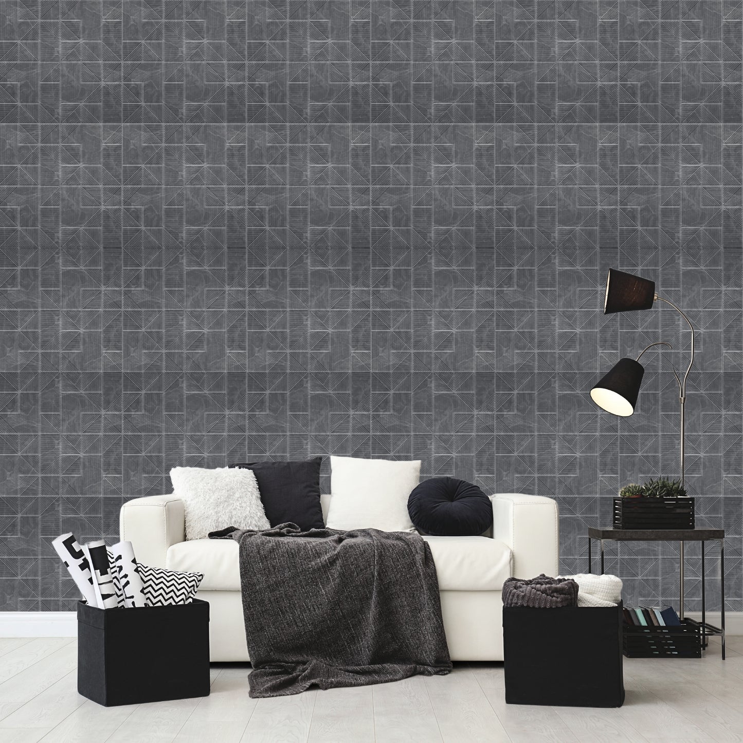 Gray Marble Self Adhesive Panels Stripe Design