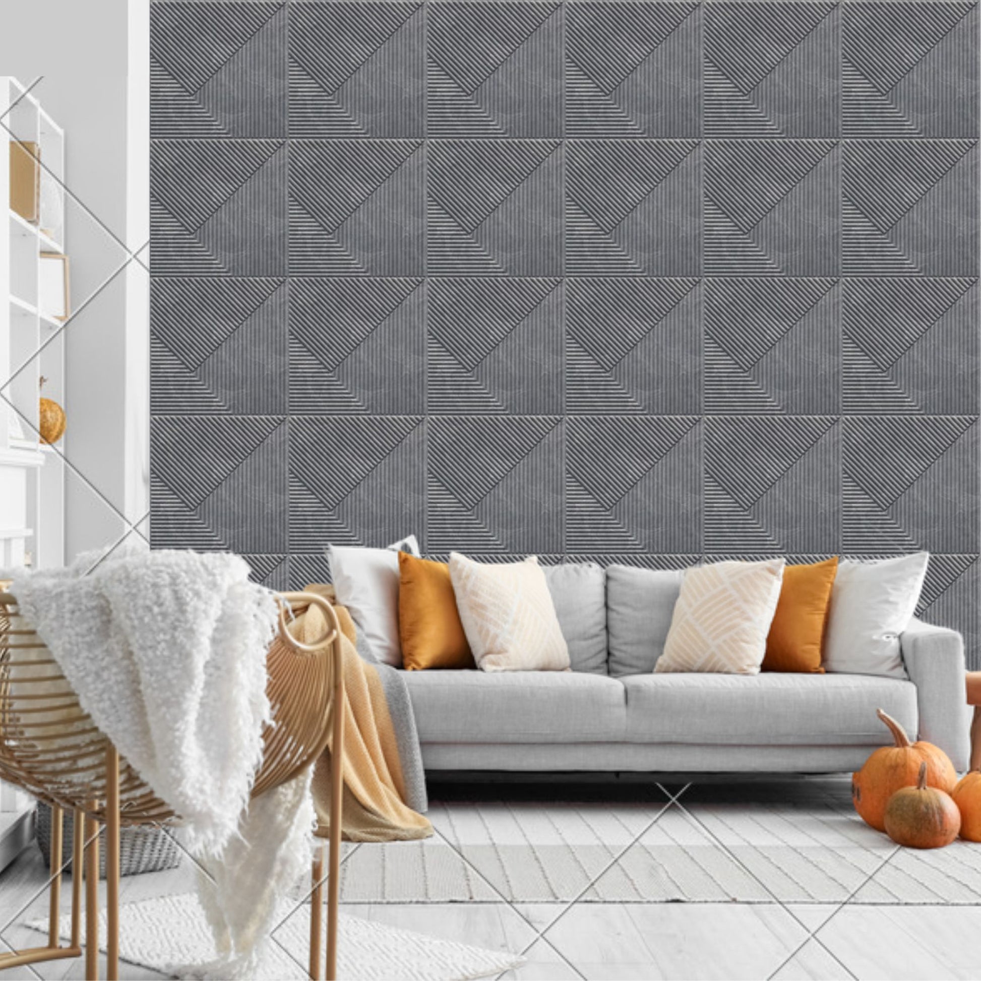Gray Marble Self Adhesive Panels Stripe Design
