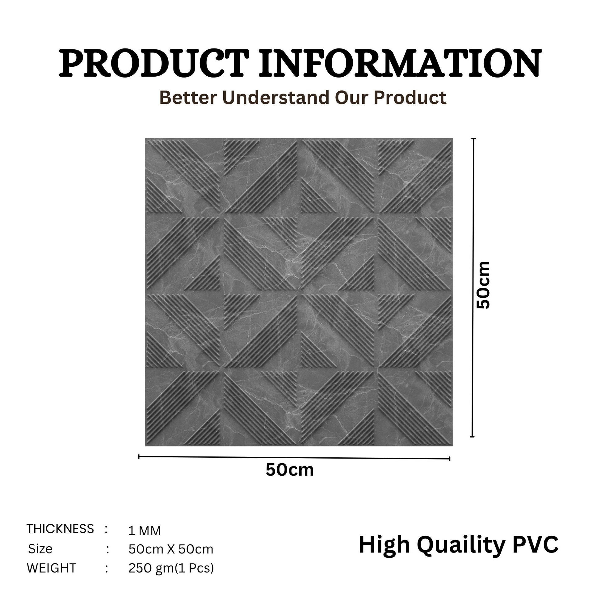 Gray Marble Self Adhesive Panels triangle Design