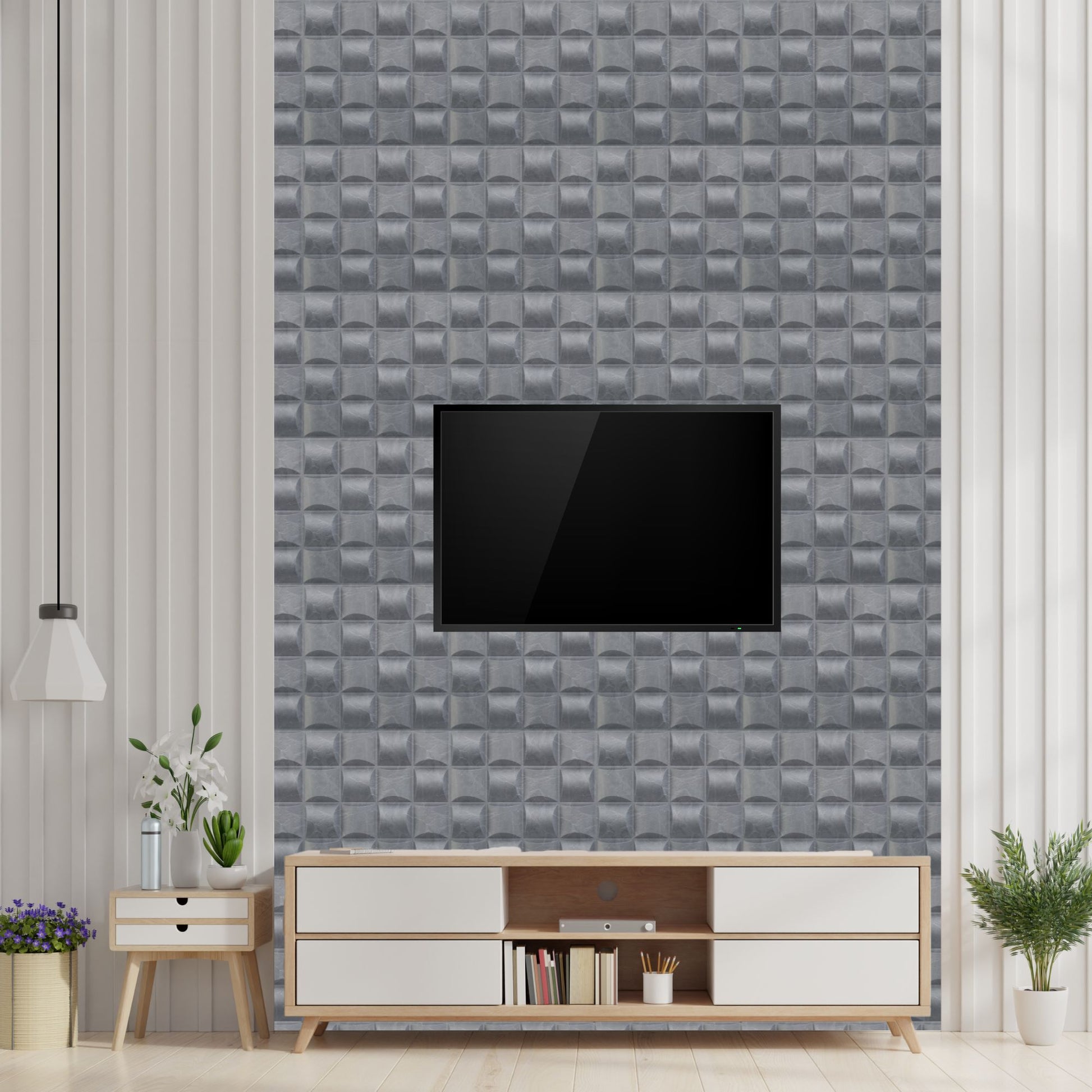 Gray Marble Block Design 3D Wall Panel View-1