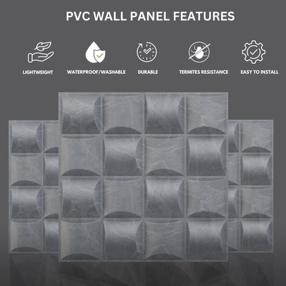 Gray Marble Block Design 3D Wall Panel View-2