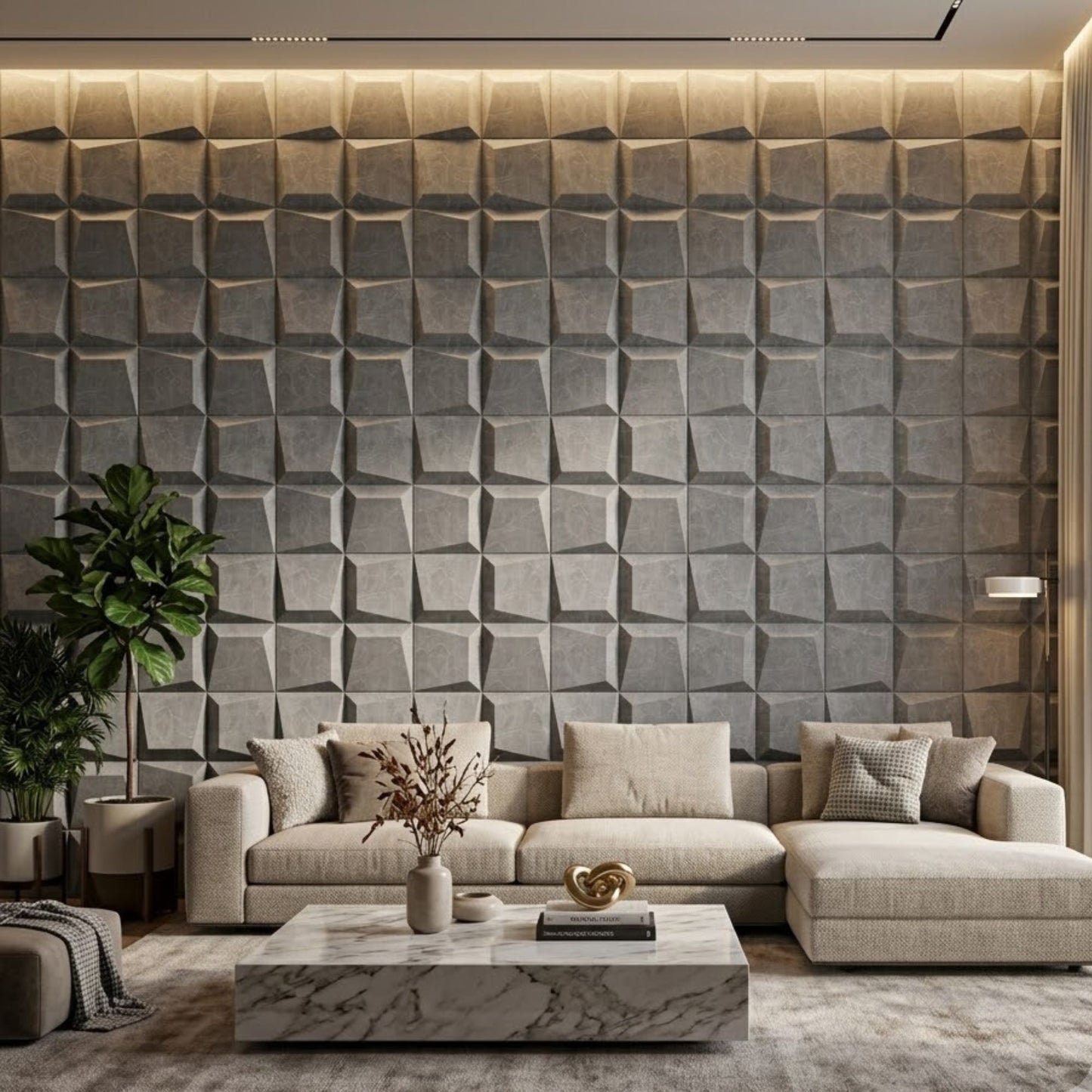 Gray Marble 3D Wall Panels Cube Design-2