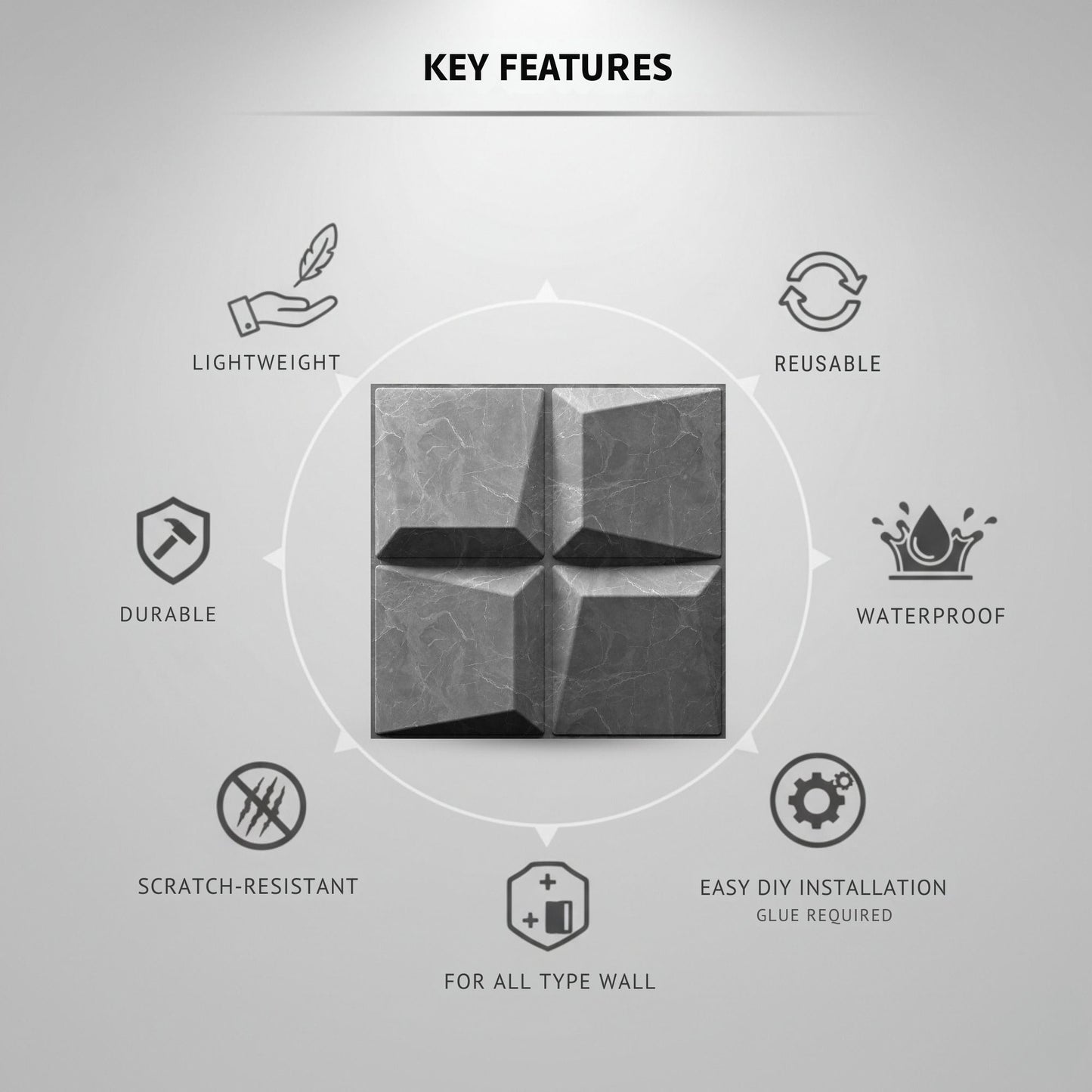 Gray Marble 3D Wall Panels Cube Design-4