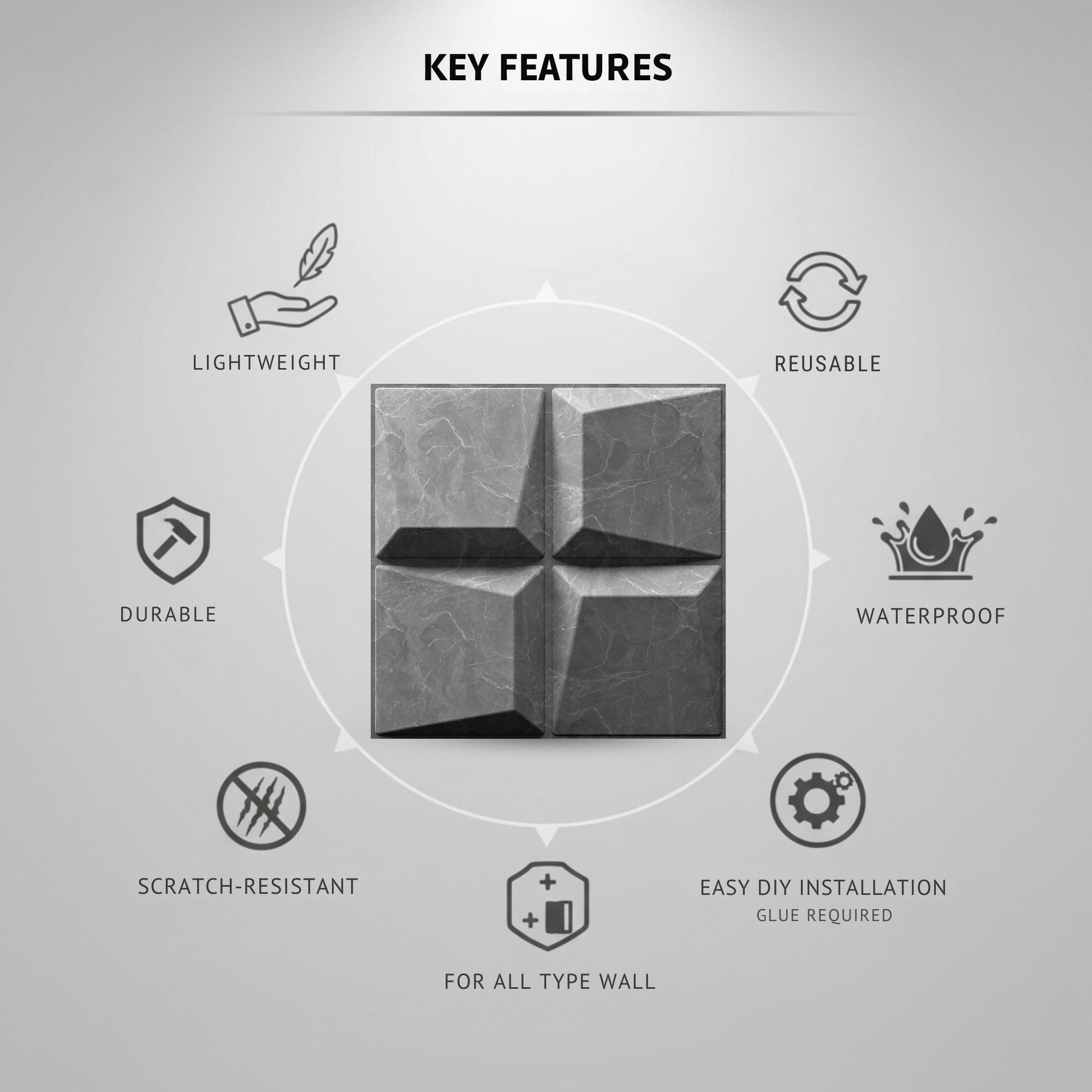 Gray Marble 3D Wall Panels Cube Design-4