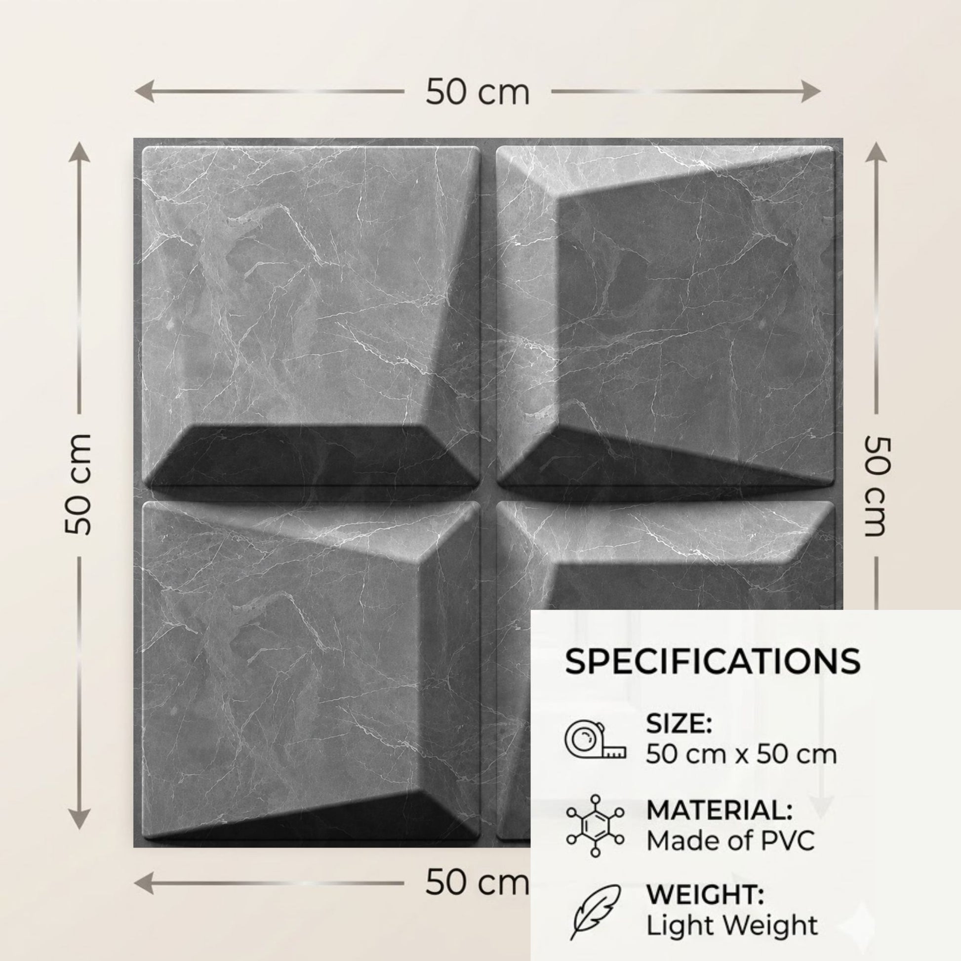 Gray Marble 3D Wall Panels Cube Design-5